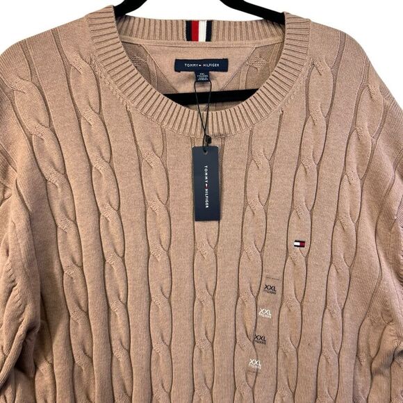 NWT XXL 100% cotton Tommy Hilfiger crewneck sweater cable knit - Picture 4 of 15